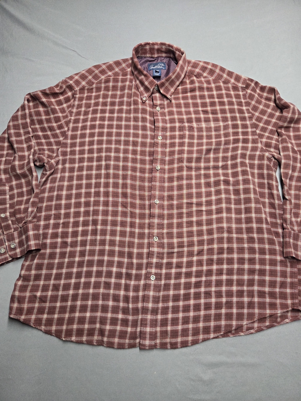 Arnold Palmer Burgundy Plaid Button Down Shirt Men's Size 2XL 2TG Satin Lined
